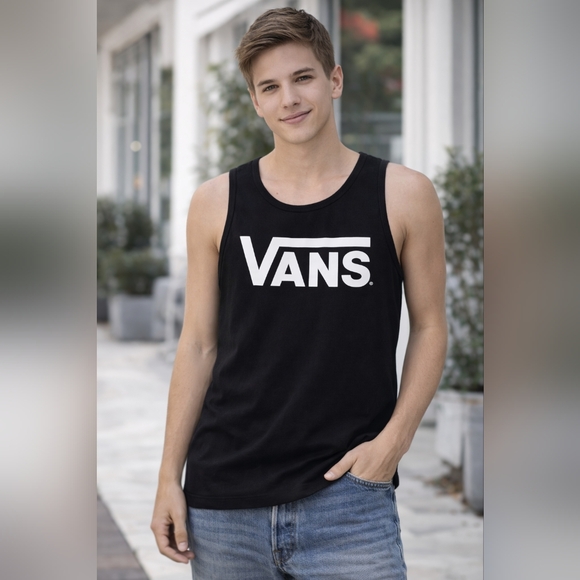 Vans Other - Vans Black and White Skater Style Logo Tank Top Medium Casual Cool